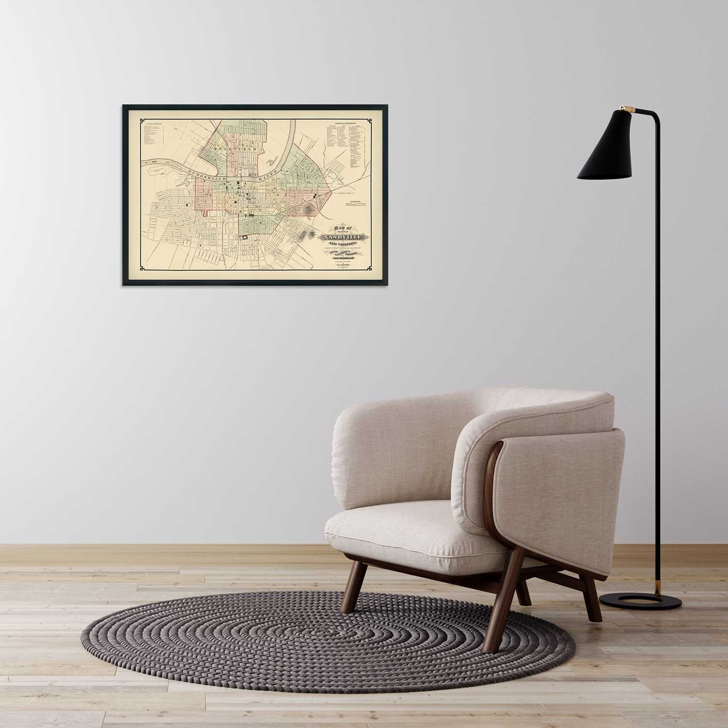 1877 Nashville Tennessee Map - History Map of Nashville TN Wall Art Poster Print - Picture 24 of 26