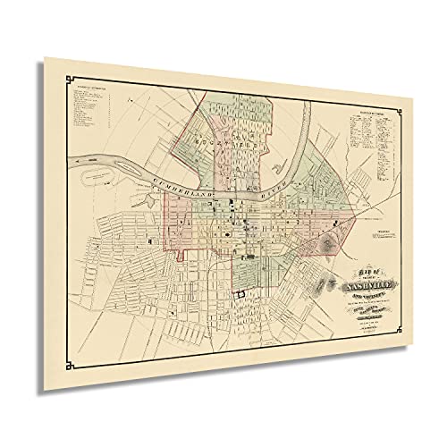 1877 Nashville Tennessee Map - History Map of Nashville TN Wall Art Poster Print - Picture 20 of 26