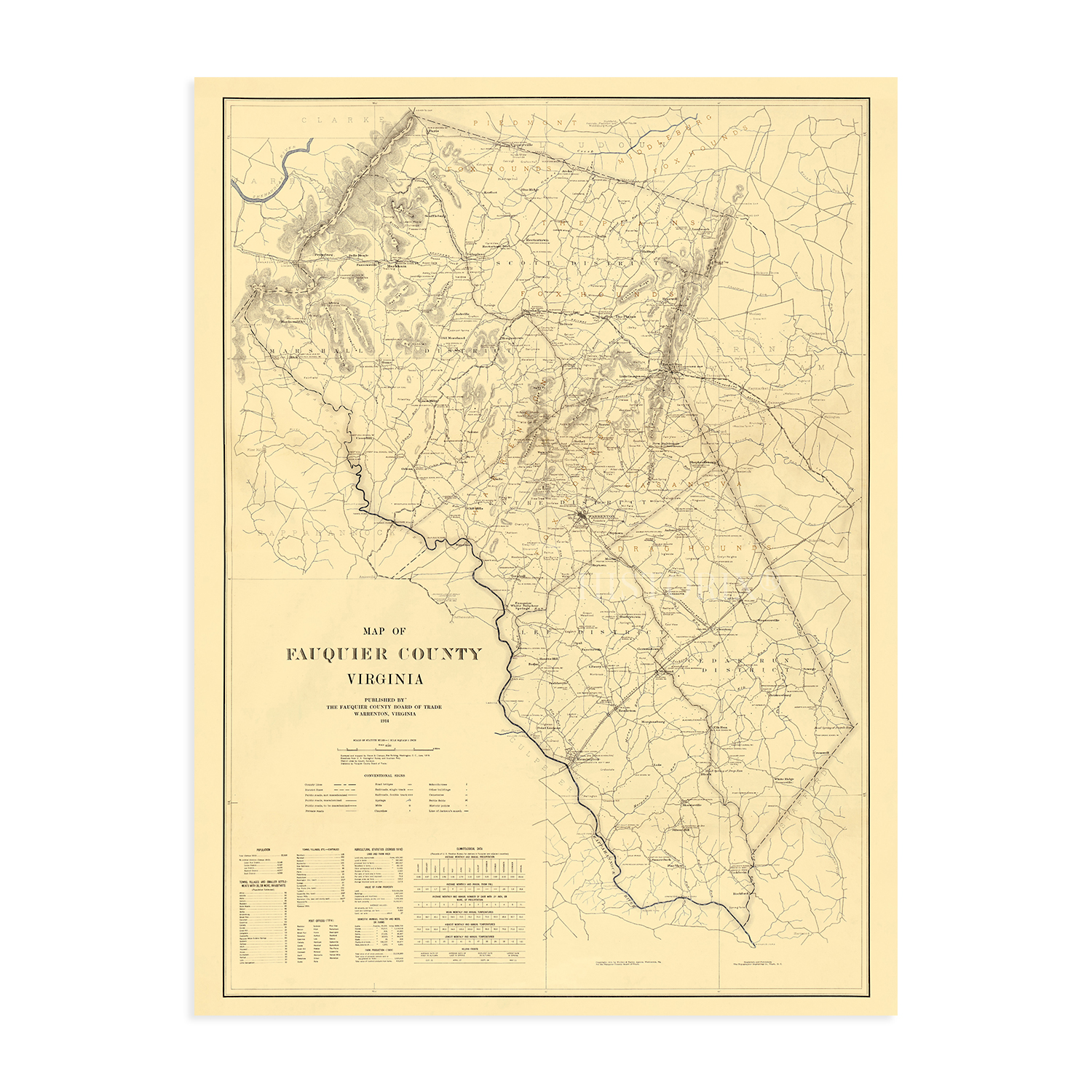 1914 Fauquier County Virginia Map - History Map of Fauquier County VA Wall Art - Bild 19 von 26