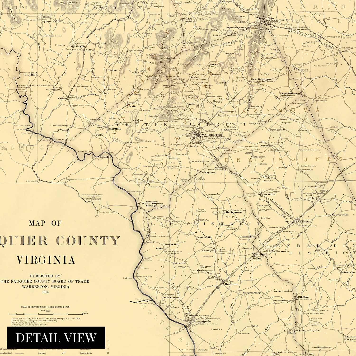 1914 Fauquier County Virginia Map - History Map of Fauquier County VA Wall Art - Bild 16 von 26