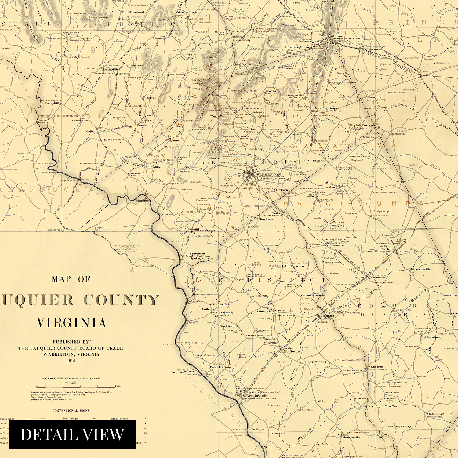 1914 Fauquier County Virginia Map - History Map of Fauquier County VA Wall Art - Bild 23 von 26