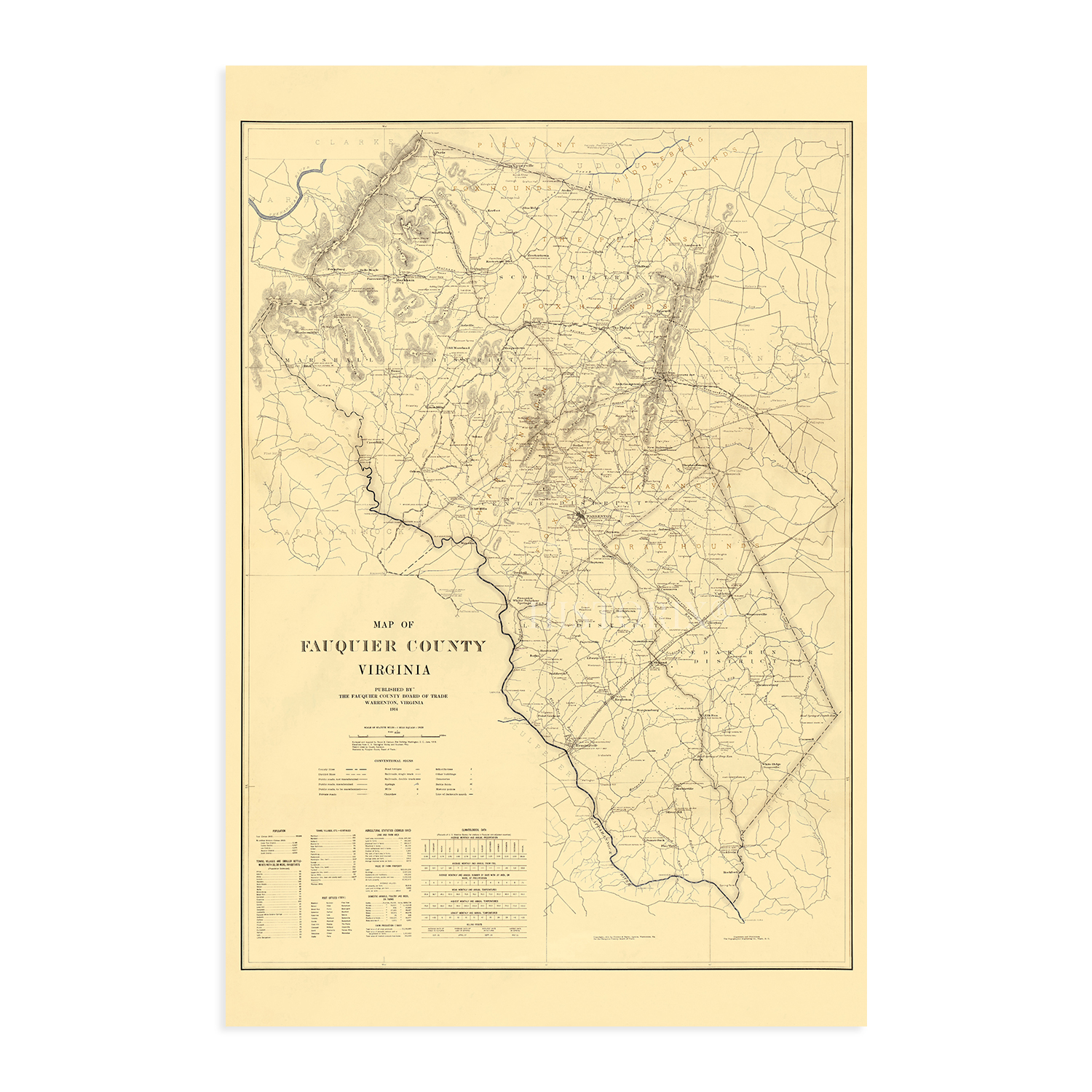 1914 Fauquier County Virginia Map - History Map of Fauquier County VA Wall Art - Bild 26 von 26