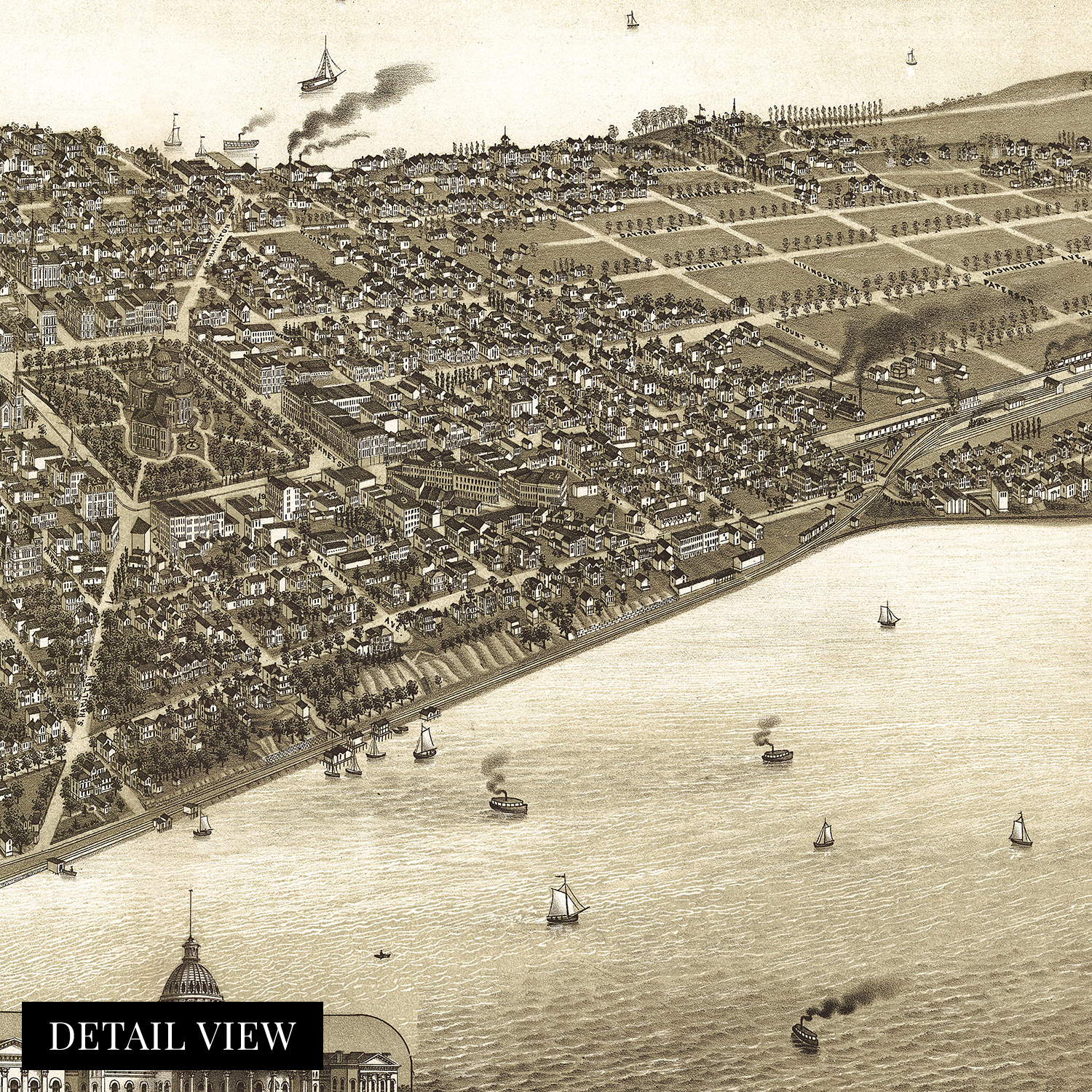 1885 Madison Wisconsin Map - History Map of Madison City WI Wall Art Poster - Picture 16 of 26