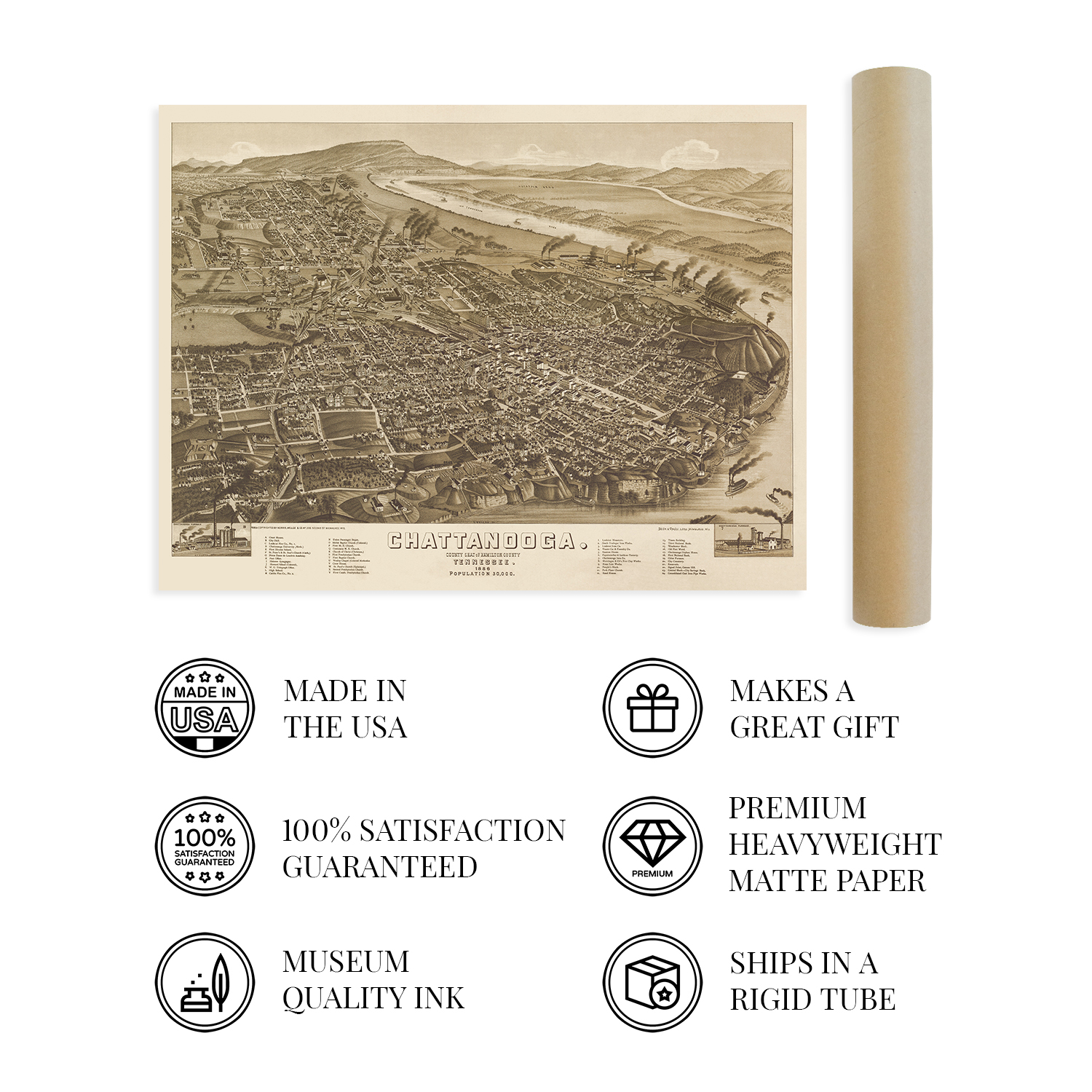 1886 Karte von Chattanooga Tennessee - Old Chattanooga Hamilton County Karte Wandbild - Bild 14 von 26