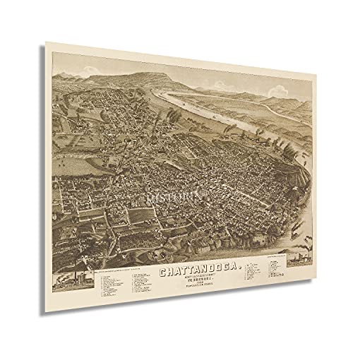 1886 Karte von Chattanooga Tennessee - Old Chattanooga Hamilton County Karte Wandbild - Bild 13 von 26