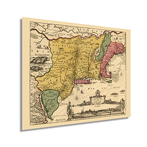 1690 Eastern United States Map - Vintage Wall Map of New England Wall Art Poster - Picture 20 of 26