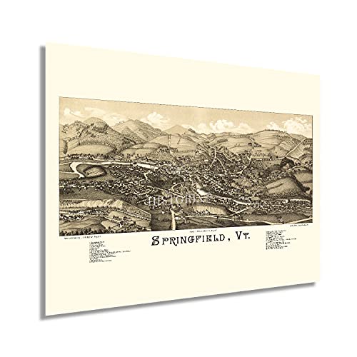 1886 Springfield Vermont Karte - Geschichte Karte von Springfield VT Wandbild Poster - Bild 13 von 26