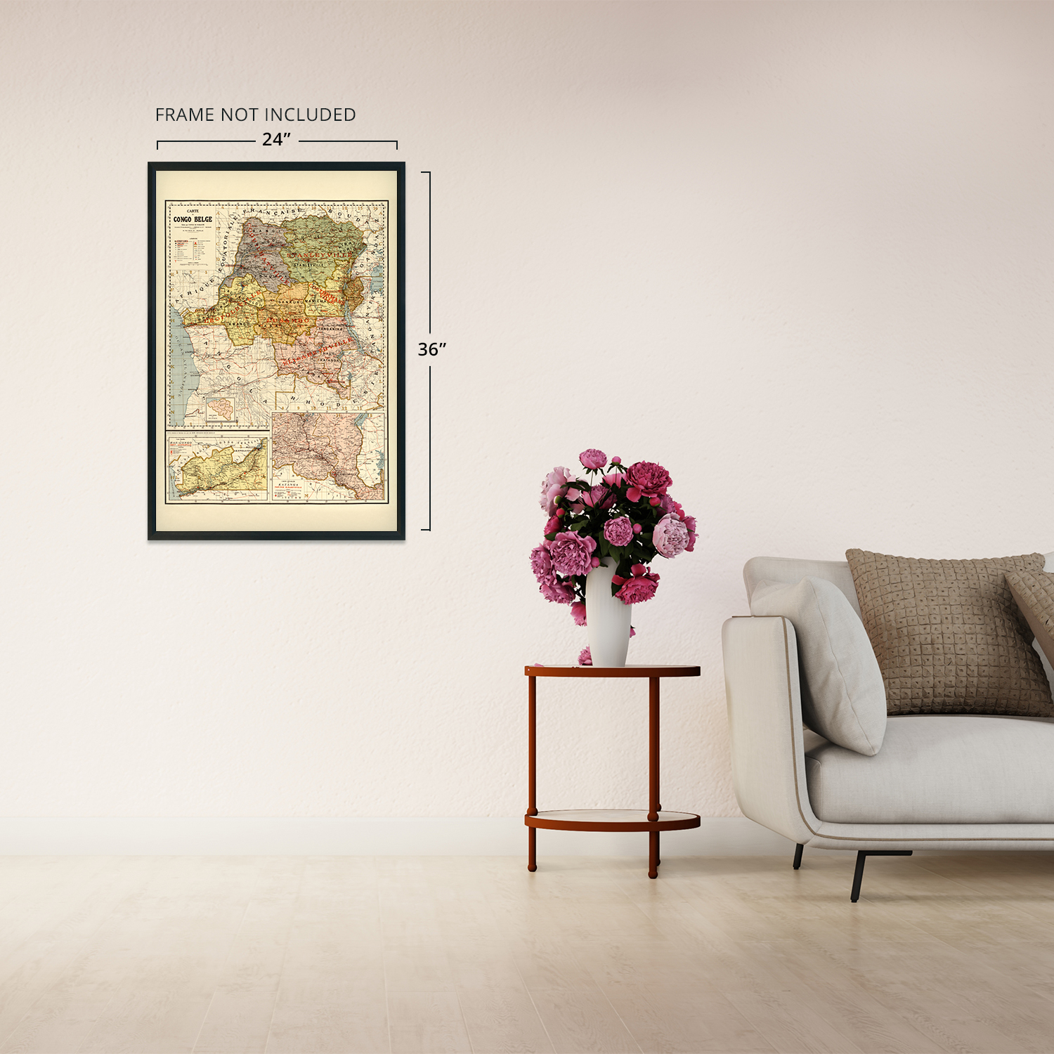 1896 Mapa del Congo Belga - Póster de arte mural antiguo del Congo belga de África Central - Imagen 24 de 26