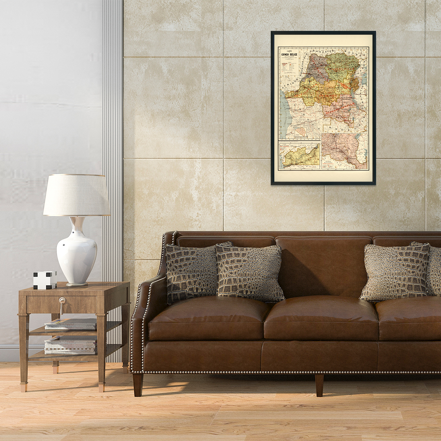 1896 Mapa del Congo Belga - Póster de arte mural antiguo del Congo belga de África Central - Imagen 25 de 26
