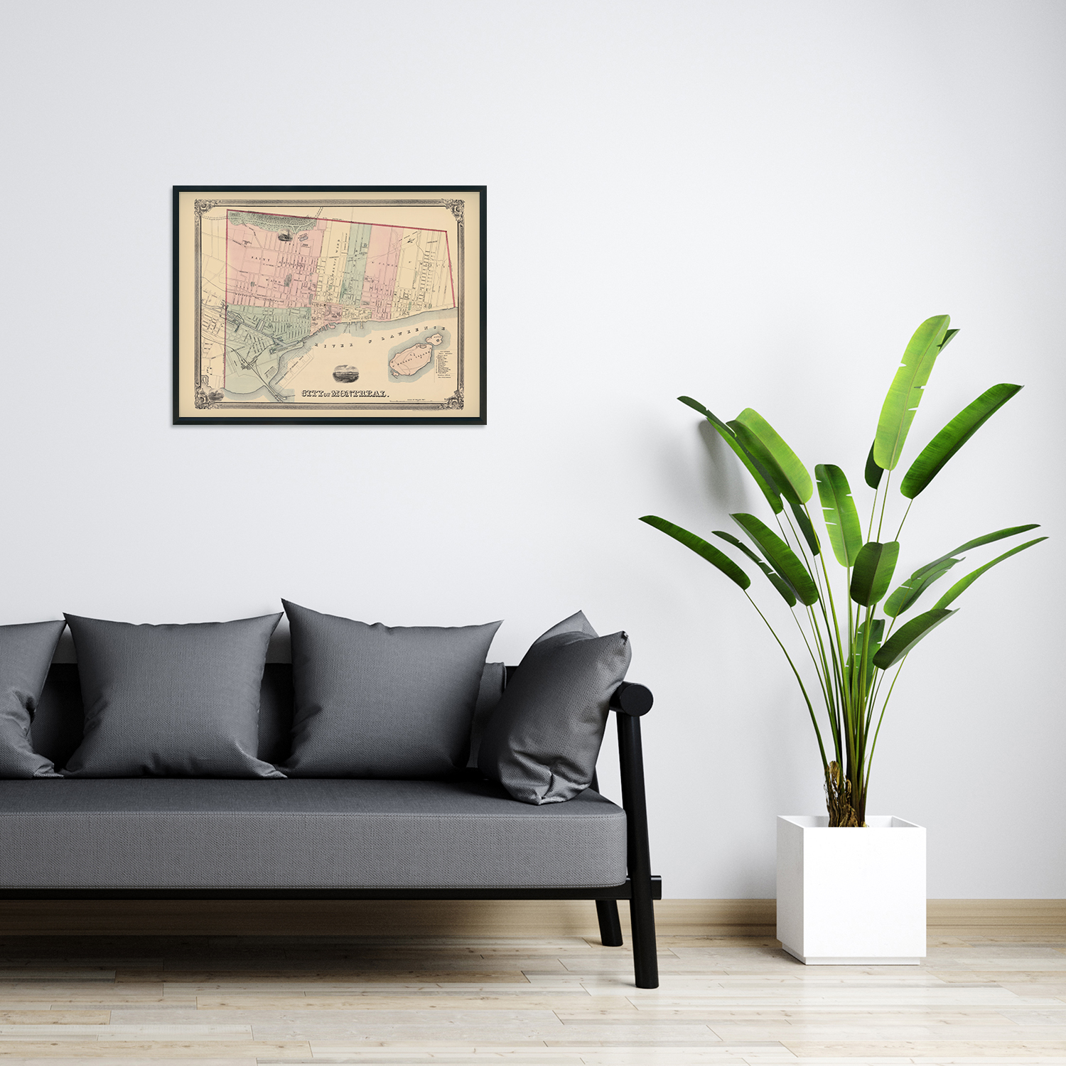 1863 Montreal Quebec Canada Map - History Map of Montreal Canada Wall Art Poster - Picture 18 of 26
