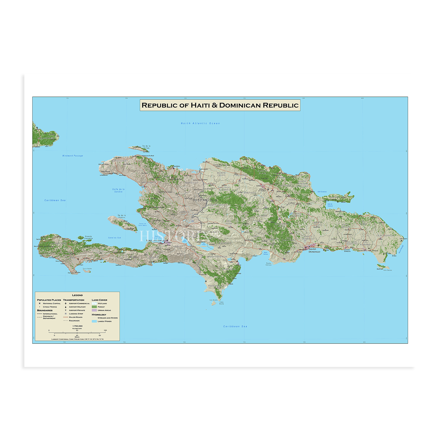 2010 Dominican Republic and Haiti Map - Haiti & Dominican Republic Map Poster - Picture 18 of 24