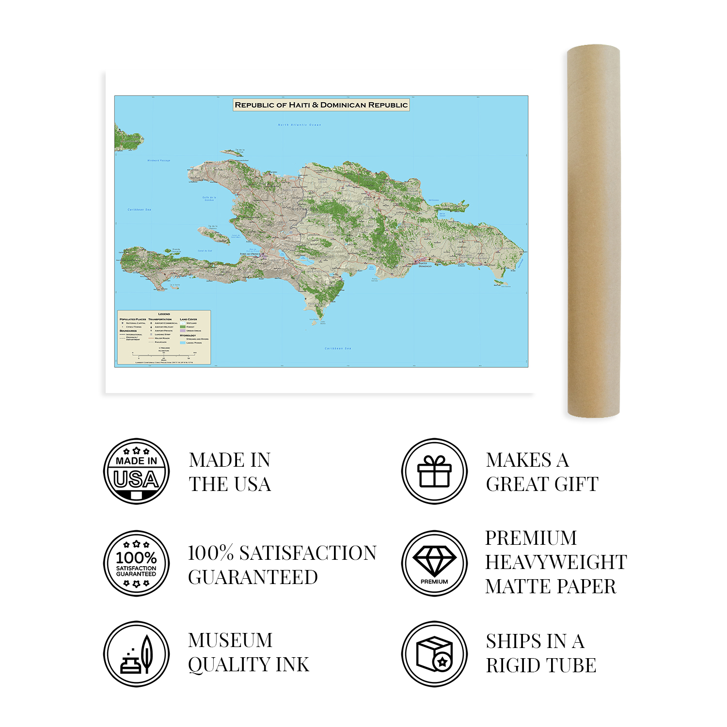 2010 Dominican Republic and Haiti Map - Haiti & Dominican Republic Map Poster - Picture 14 of 24