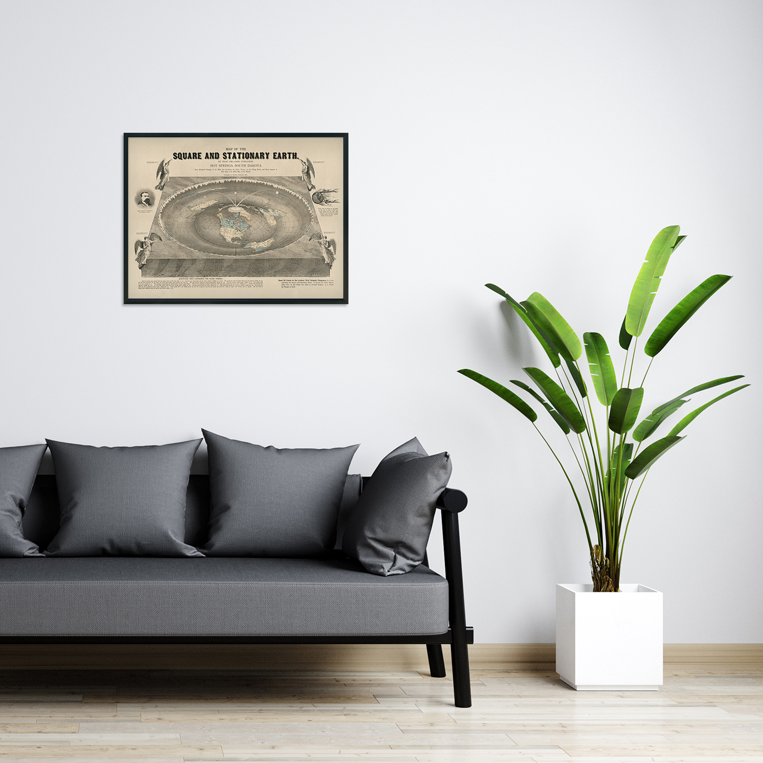 1893 Flat Earth Map of the World - Old Map of Square & Stationary Earth Poster - Bild 18 von 26