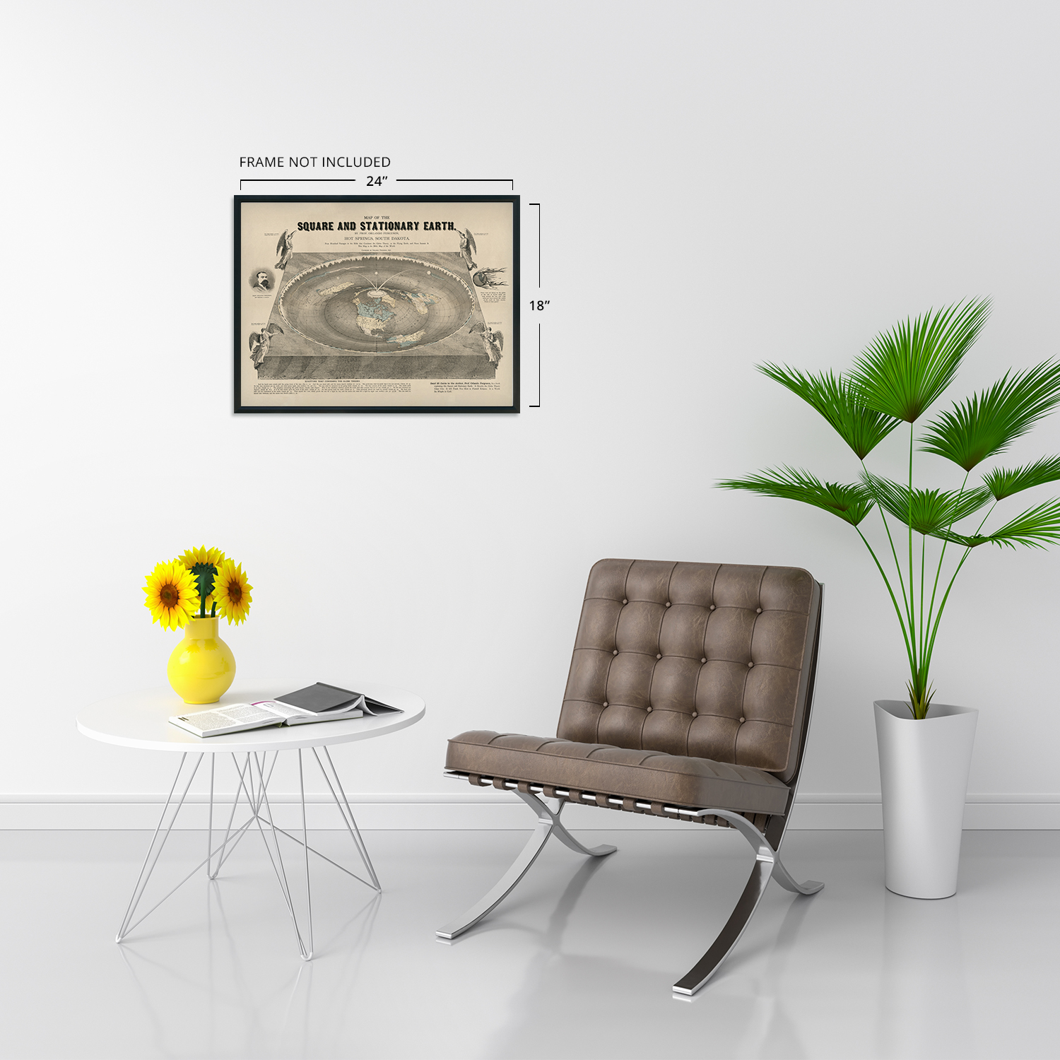 1893 Flat Earth Map of the World - Old Map of Square & Stationary Earth Poster - Bild 17 von 26