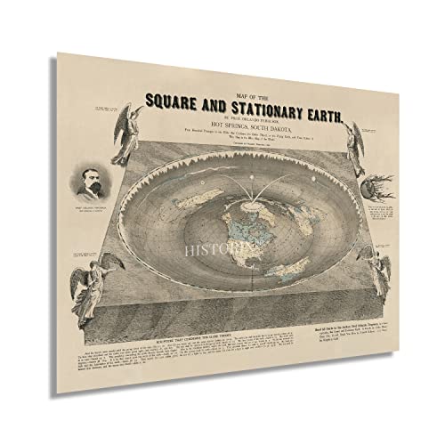 1893 Flat Earth Map of the World - Old Map of Square & Stationary Earth Poster - Bild 13 von 26
