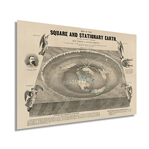 1893 Flat Earth Map of the World - Old Map of Square & Stationary Earth Poster - Bild 20 von 26