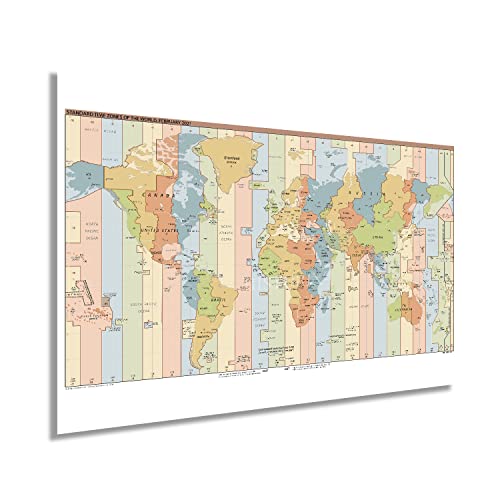 2021 Standard Time Zones of the World Map - Map of the World Time Zones Wall Art - Picture 13 of 24