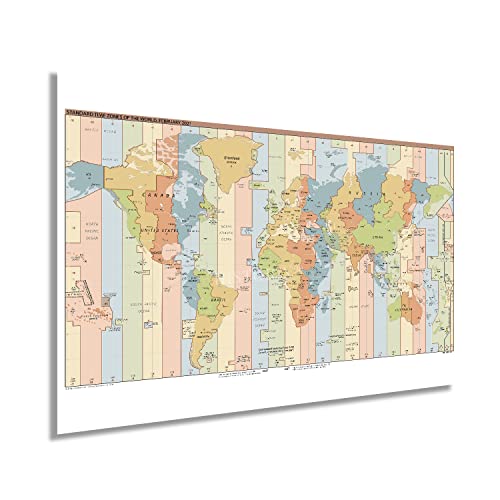 2021 Standard Time Zones of the World Map - Map of the World Time Zones Wall Art - Picture 19 of 24