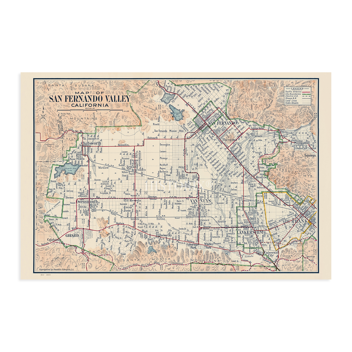 1923 Mapa del Valle de San Fernando California - Póster antiguo mapa del condado de Los Ángeles - Imagen 16 de 16