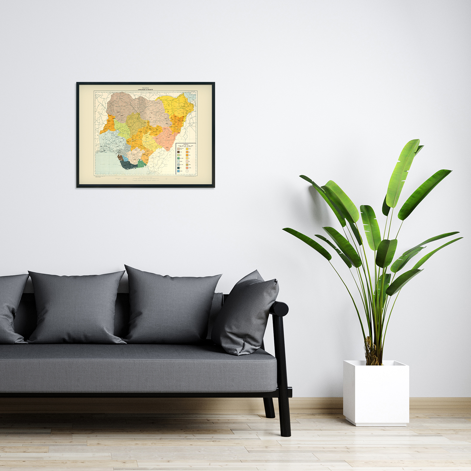 1967 Nigeria Map - History Map of Nigeria Languages & Dialects Wall Art Poster - Picture 8 of 16