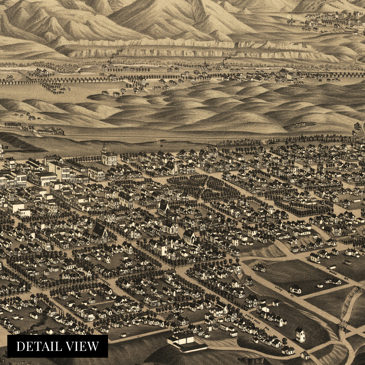 1882 Colorado Springs Colorado Map - History Wall Map of Colorado Springs Poster - Picture 6 of 16