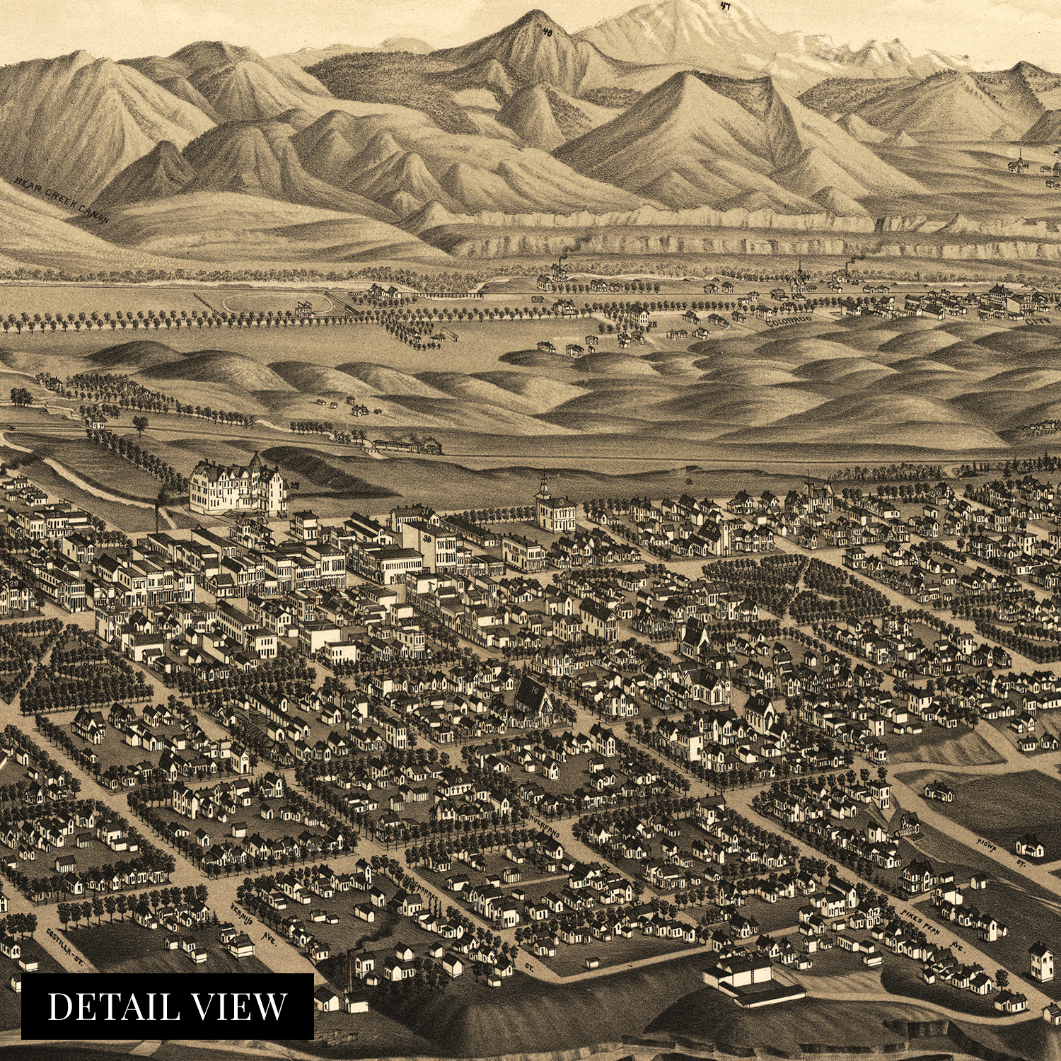 1882 Colorado Springs Colorado Map - History Wall Map of Colorado Springs Poster - Picture 13 of 16