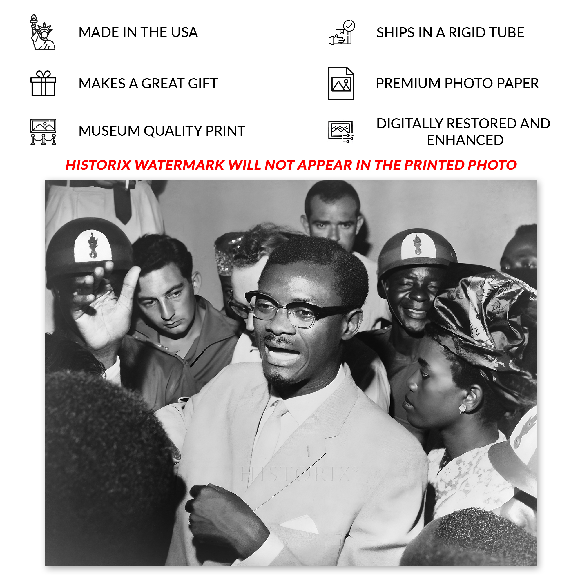 1960 Patrice Lumumba Speaking with Supporters Photo Print Wall Art Poster - Picture 19 of 40