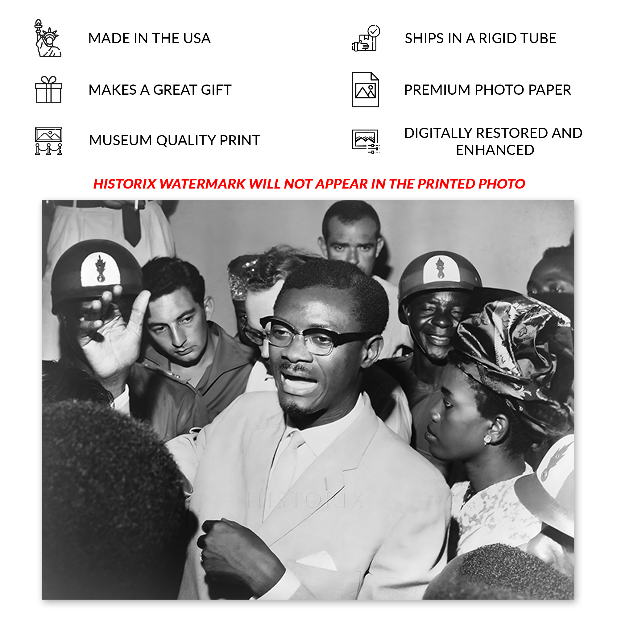 1960 Patrice Lumumba Speaking with Supporters Photo Print Wall Art Poster - Picture 31 of 40