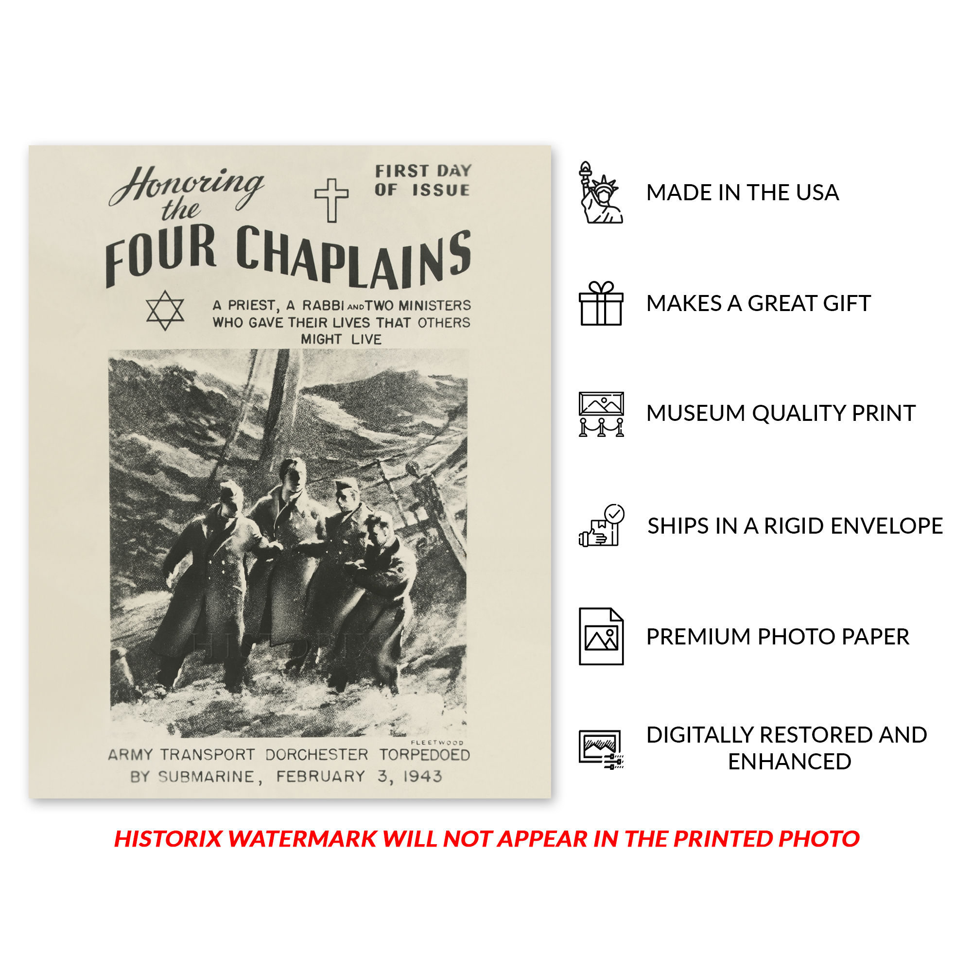 1948 Honoring The Four Chaplains Photo Print Poster Wall Art
