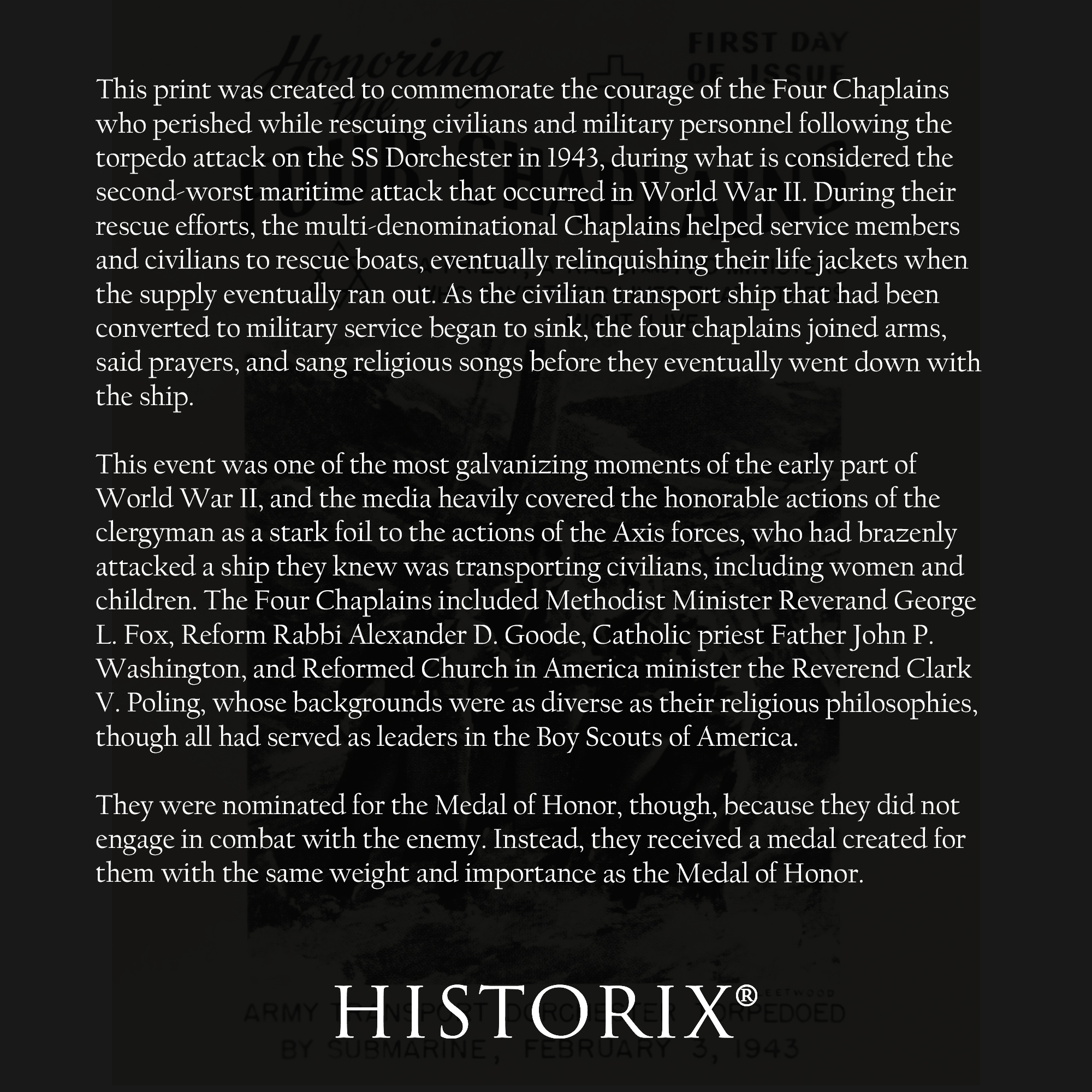 1948 Honoring The Four Chaplains Photo Print Poster Wall Art