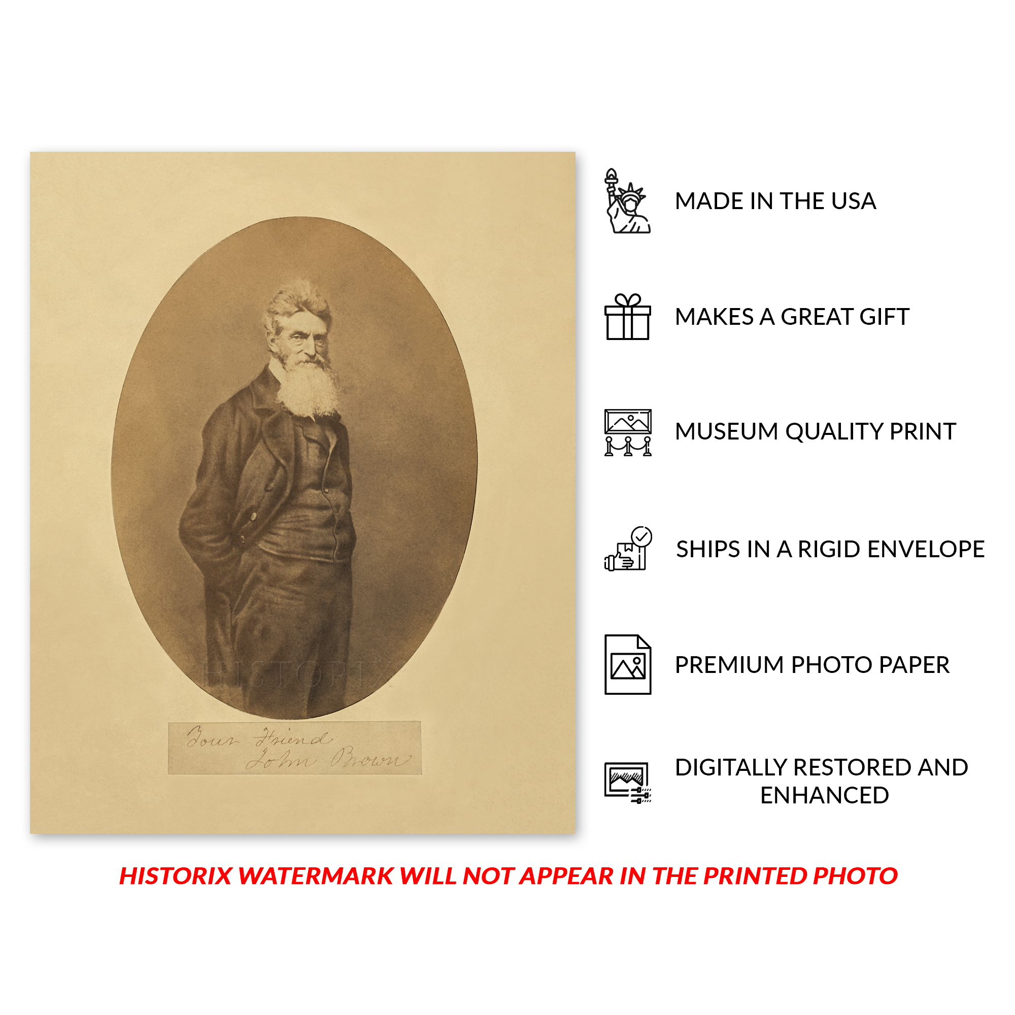 Poster Wall Art 1859 Abolizionista Americano John Brown Ritratto Stampa Fotografica Wall Art - Foto 13 di 40