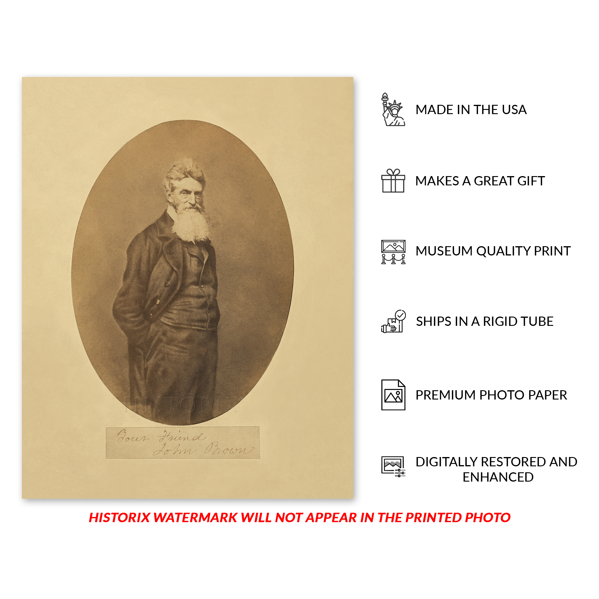 Poster Wall Art 1859 Abolizionista Americano John Brown Ritratto Stampa Fotografica Wall Art - Foto 19 di 40