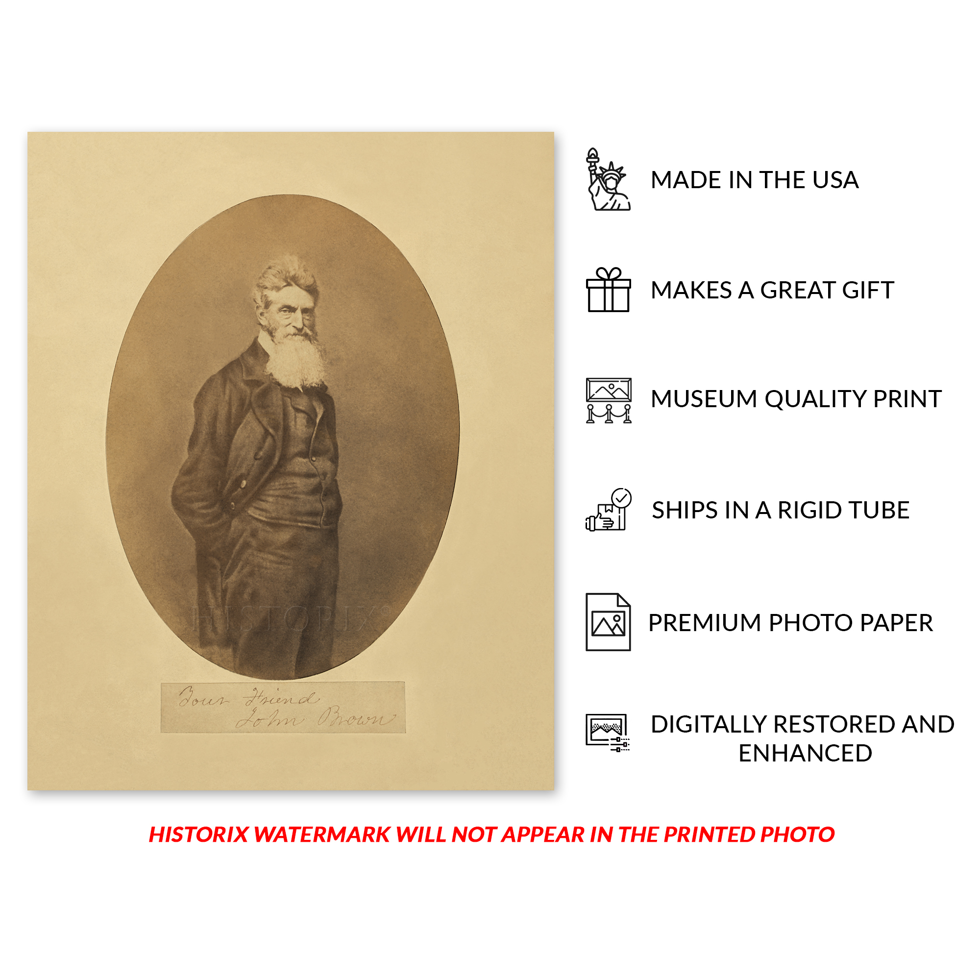 Poster Wall Art 1859 Abolizionista Americano John Brown Ritratto Stampa Fotografica Wall Art - Foto 25 di 40