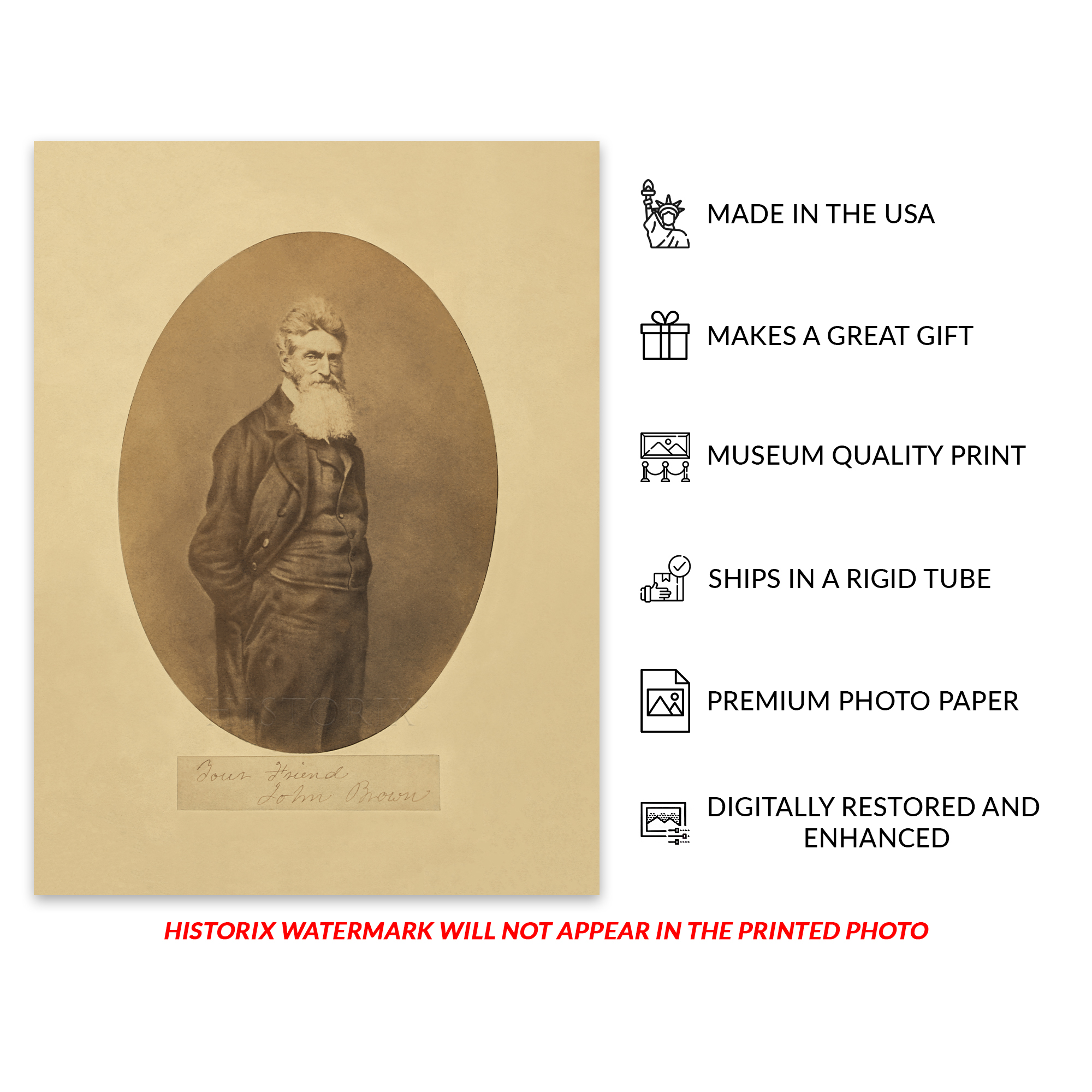 Poster Wall Art 1859 Abolizionista Americano John Brown Ritratto Stampa Fotografica Wall Art - Foto 31 di 40