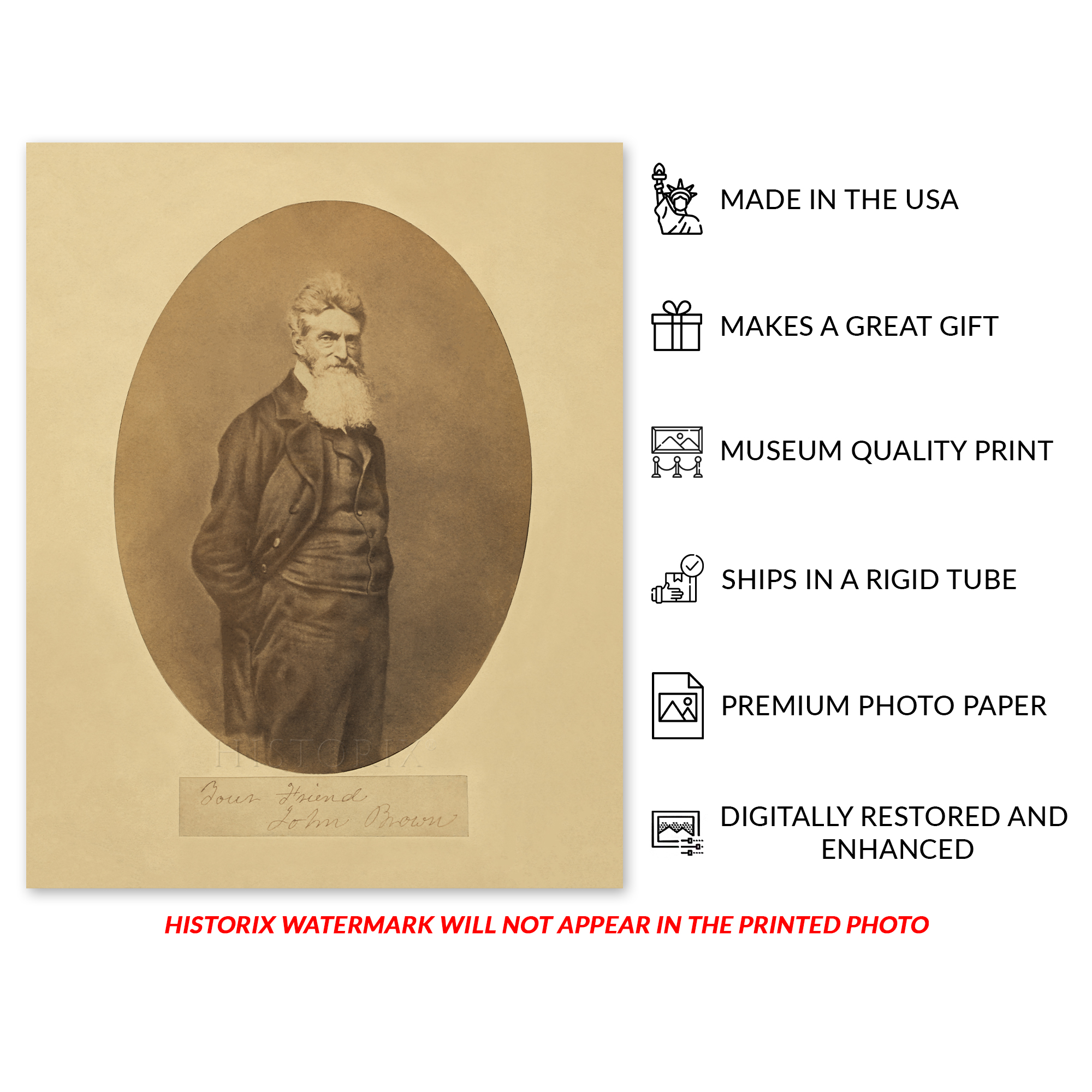 Poster Wall Art 1859 Abolizionista Americano John Brown Ritratto Stampa Fotografica Wall Art - Foto 37 di 40