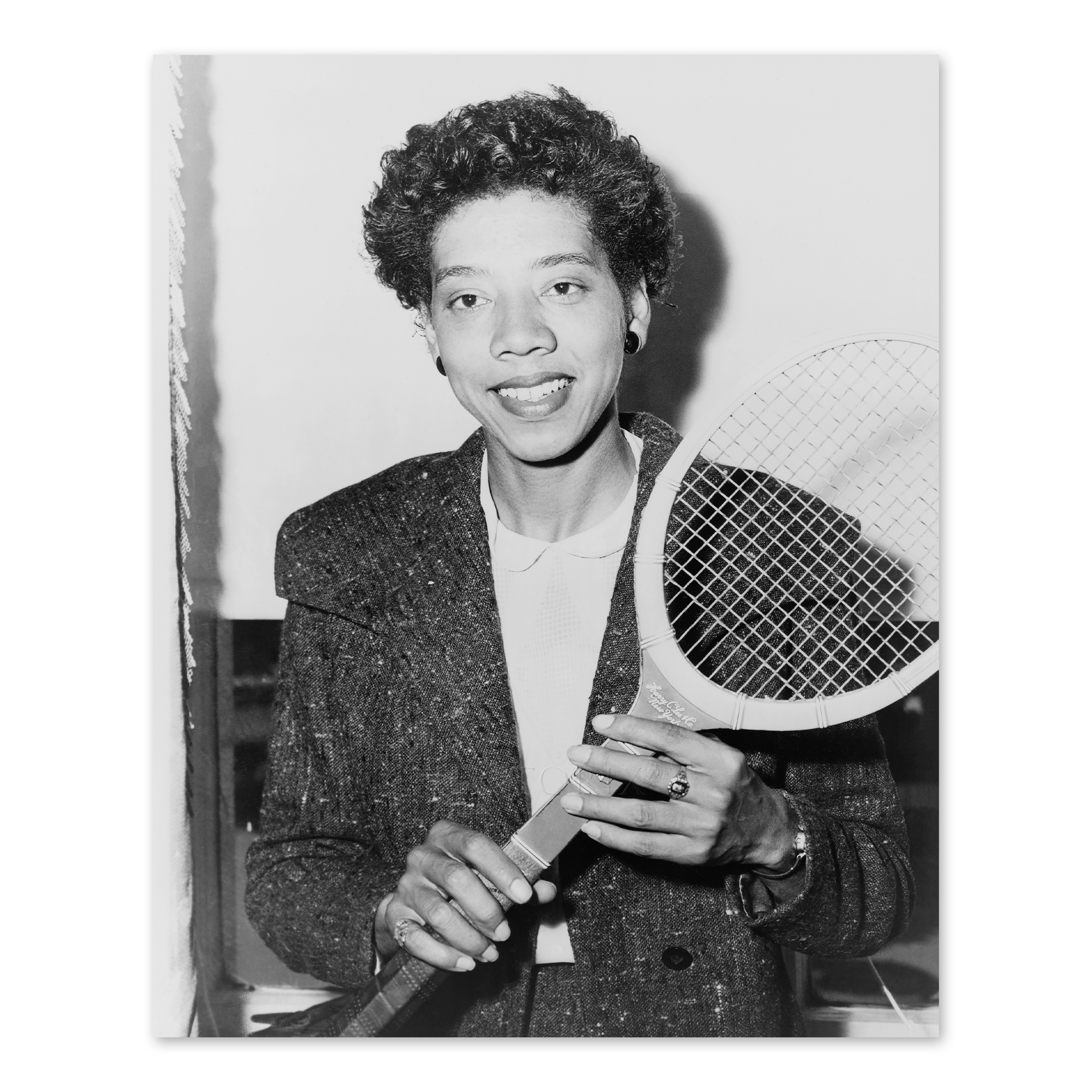 1956 Althea Gibson Holding Tennis Racquet Portrait Photo Print Wall Art Poster