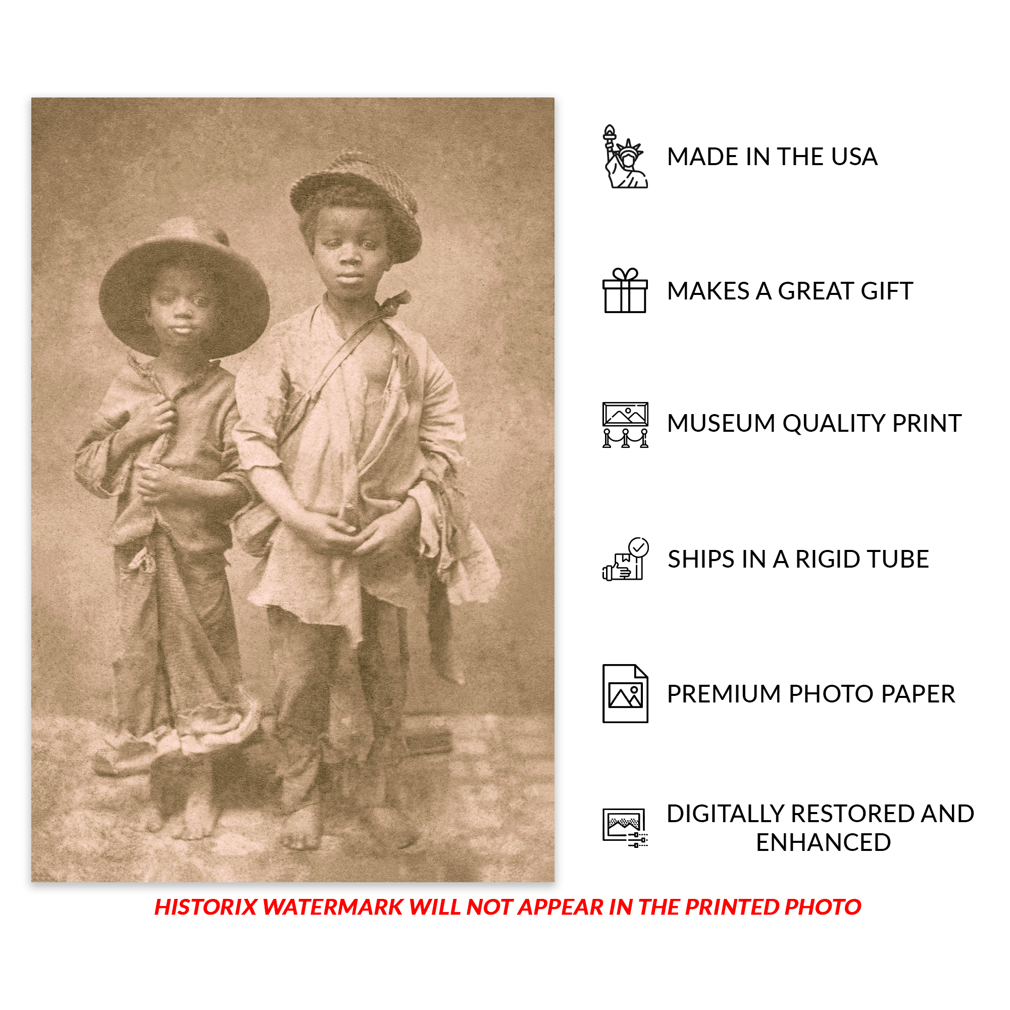 Fotodruck 1860 zwei versklavte afroamerikanische Jungen - Bild 24 von 33