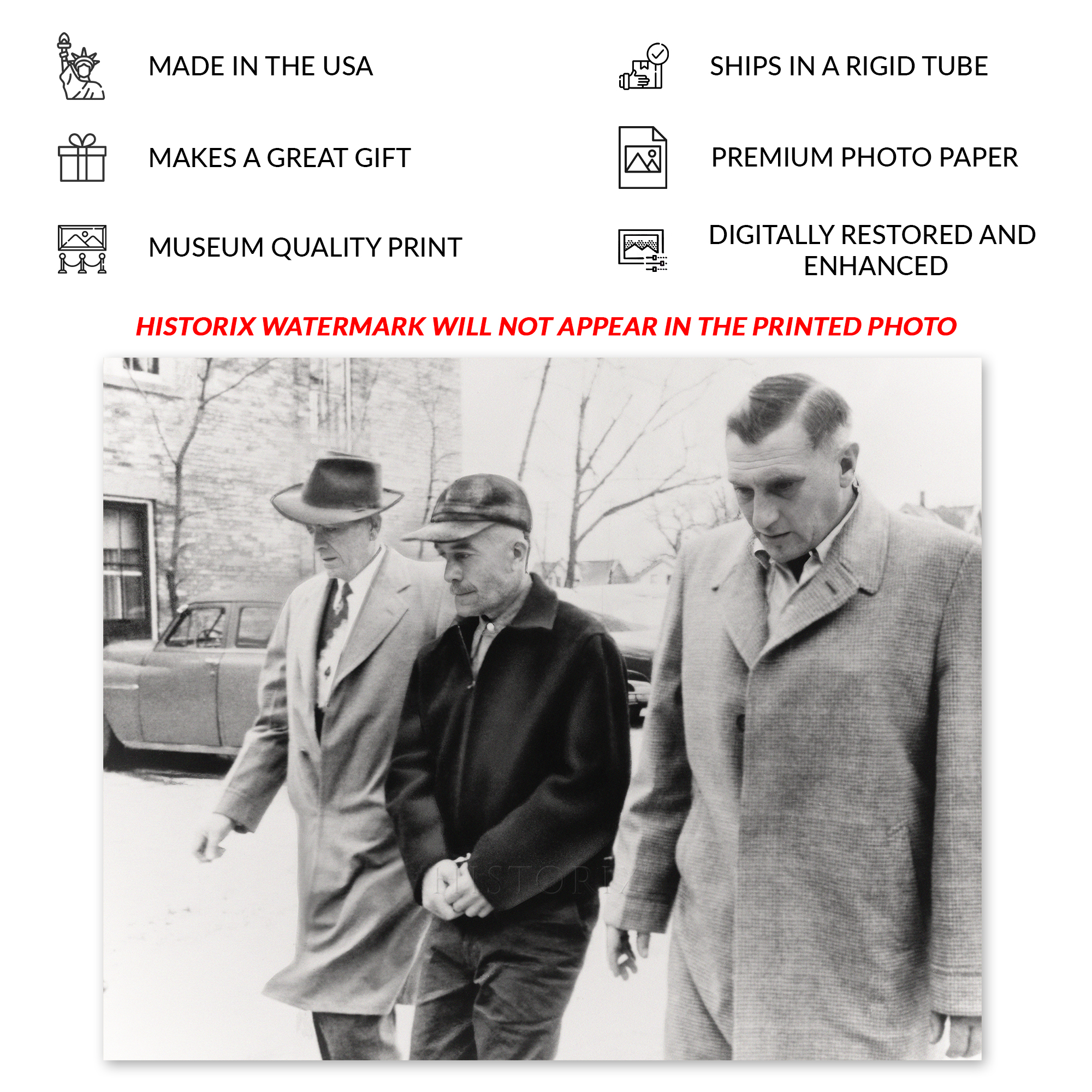 1957 Ed Gein The Butcher of Plainfield Handcuffed Photo Print Poster - Picture 25 of 40