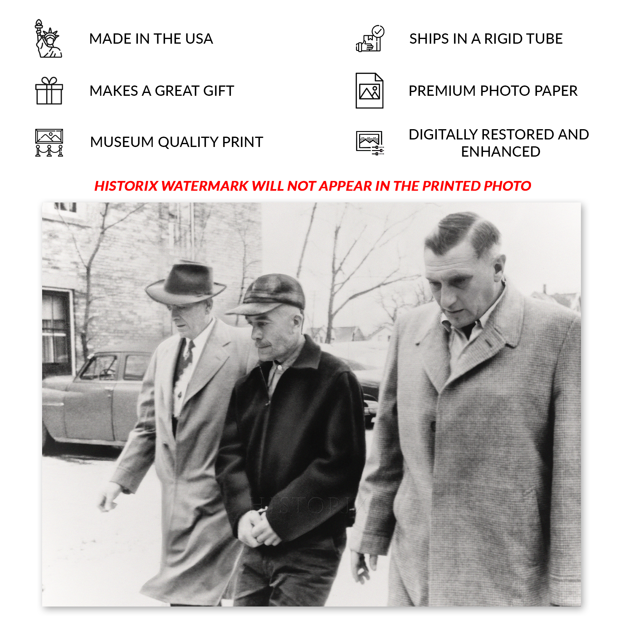 1957 Ed Gein The Butcher of Plainfield Handcuffed Photo Print Poster - Picture 31 of 40