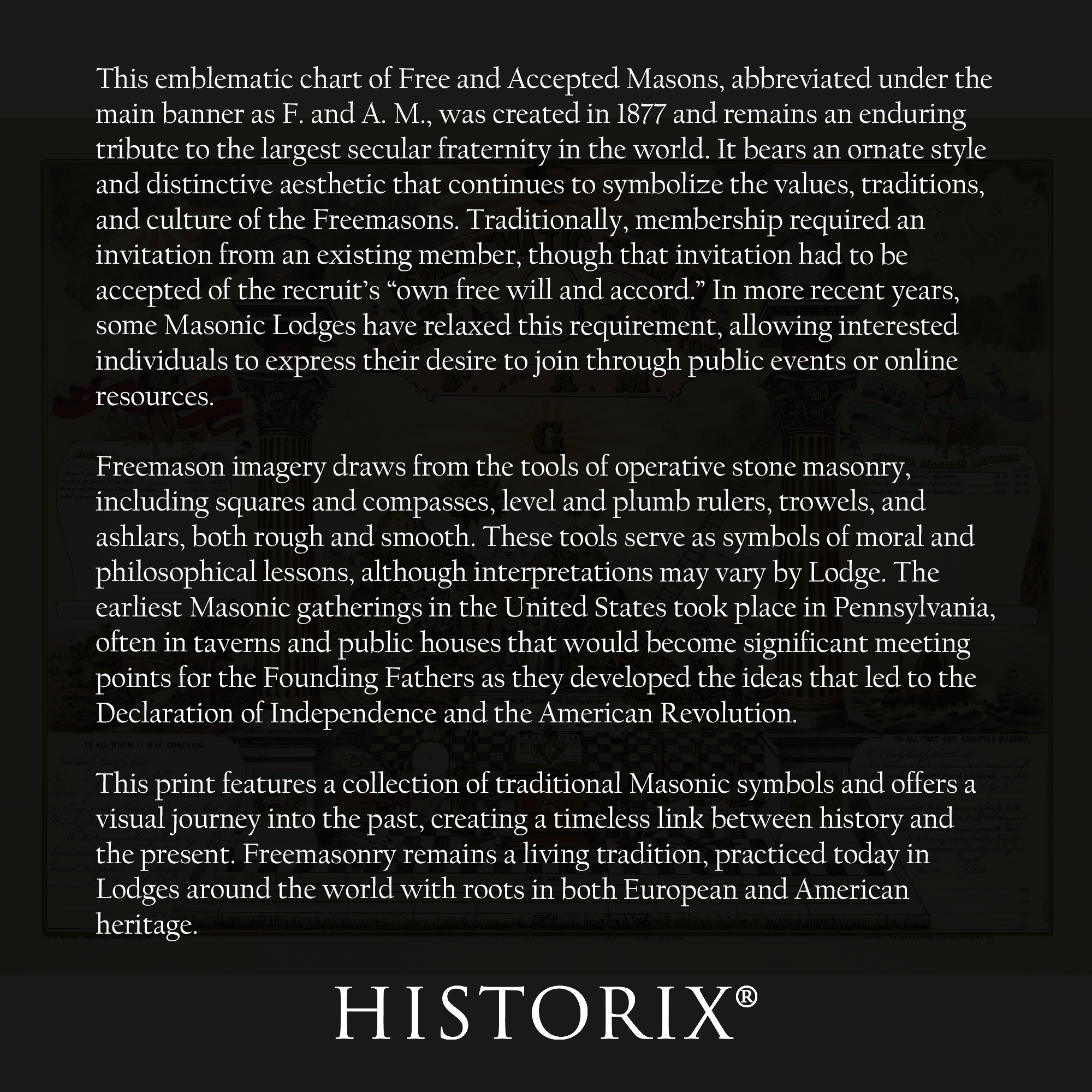 1877 Emblematic Chart and Masonic History of Free and Accepted Masons Poster - Picture 18 of 40