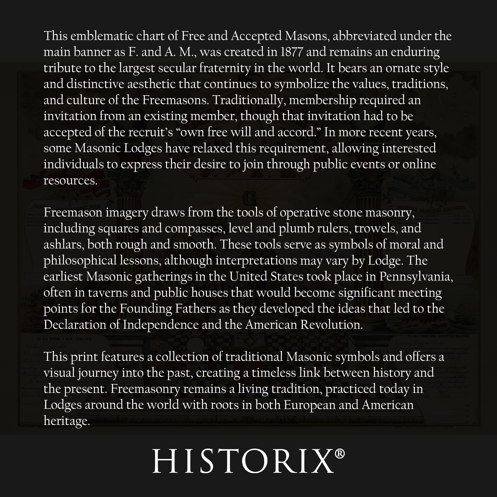 1877 Emblematic Chart and Masonic History of Free and Accepted Masons Poster - Picture 30 of 40