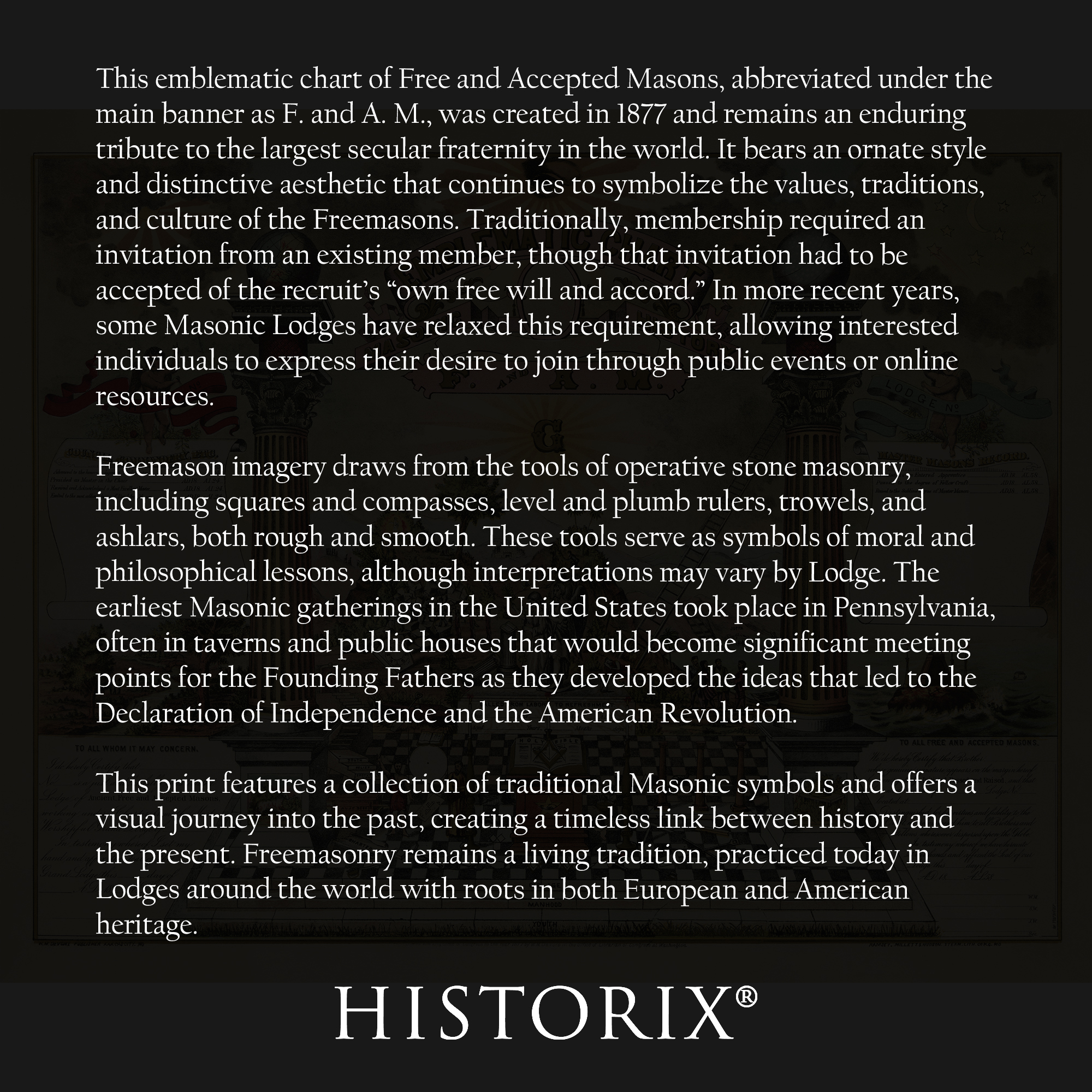 1877 Emblematic Chart and Masonic History of Free and Accepted Masons Poster - Picture 36 of 40