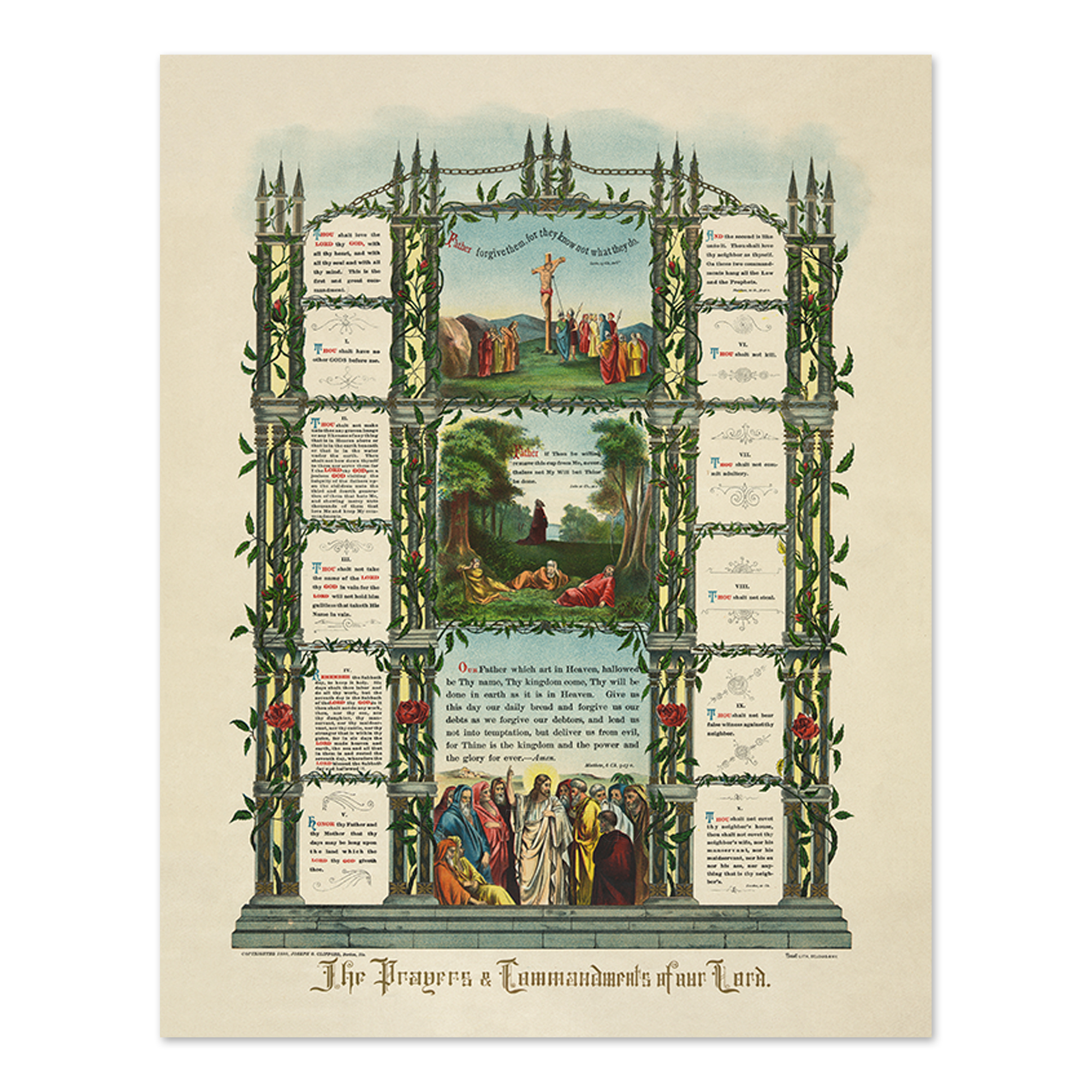 1890 The Prayers & The Ten Commandments of Our Lord Poster Print Wall Art - Picture 17 of 40