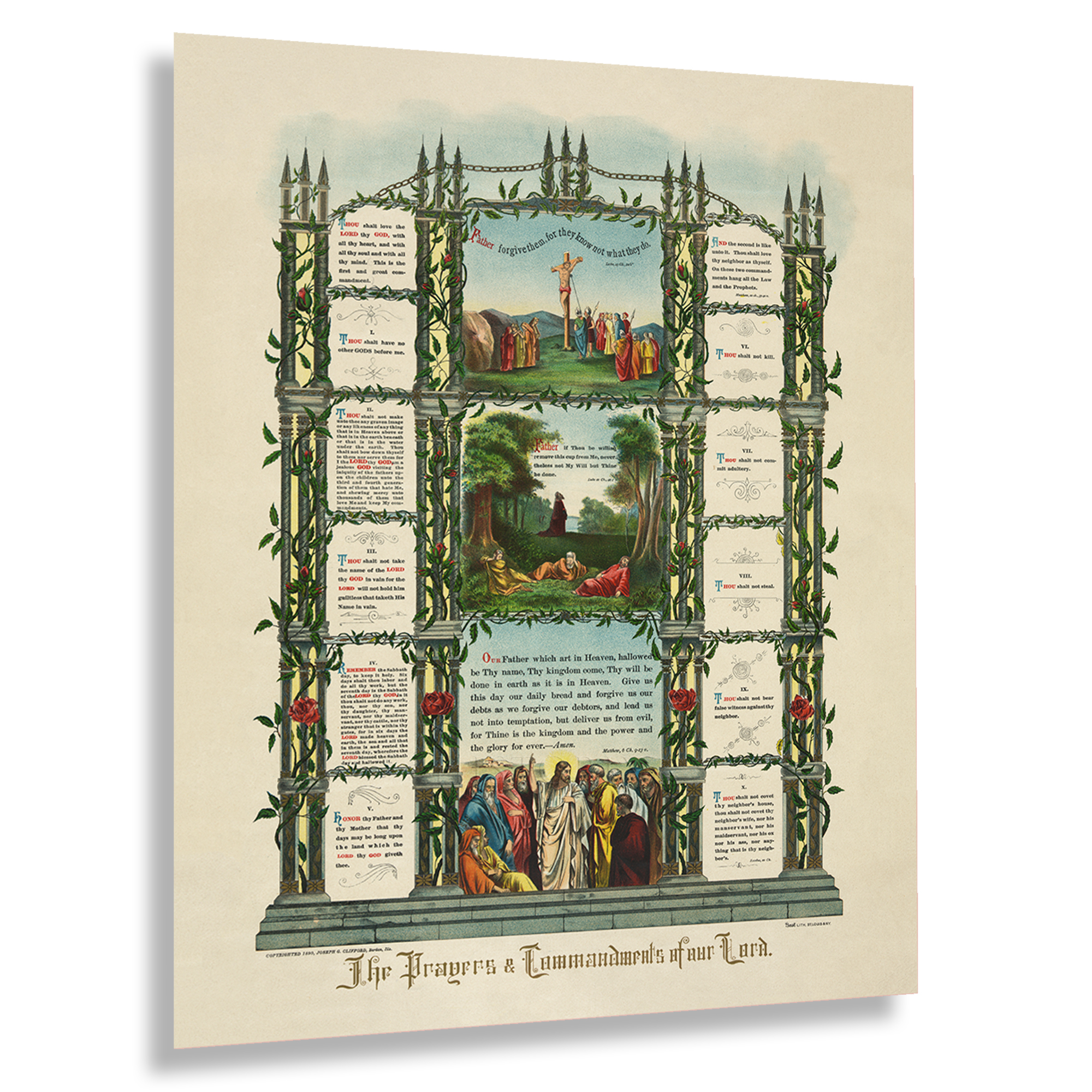 1890 The Prayers & The Ten Commandments of Our Lord Poster Print Wall Art - Picture 28 of 40