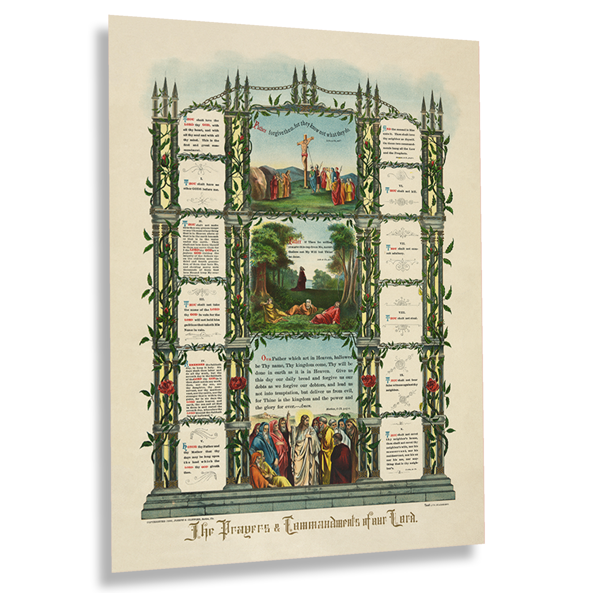 1890 The Prayers & The Ten Commandments of Our Lord Poster Print Wall Art - Picture 34 of 40