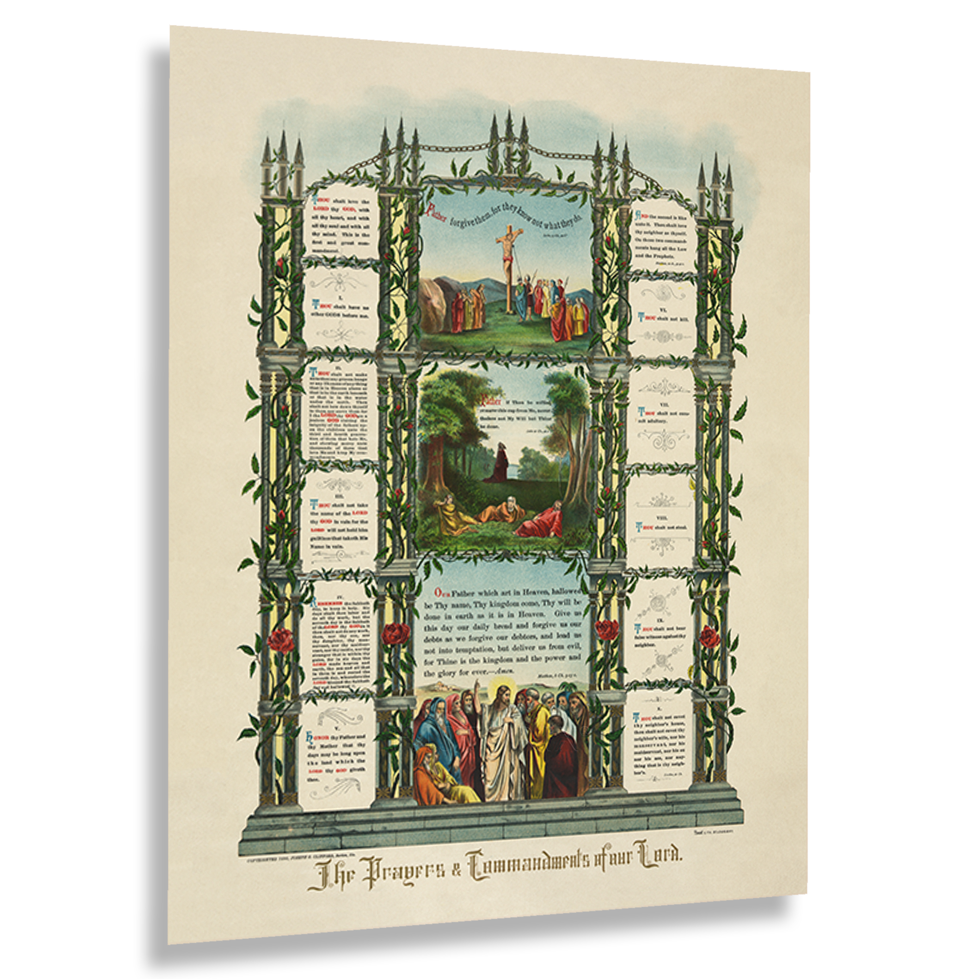 1890 The Prayers & The Ten Commandments of Our Lord Poster Print Wall Art - Picture 40 of 40