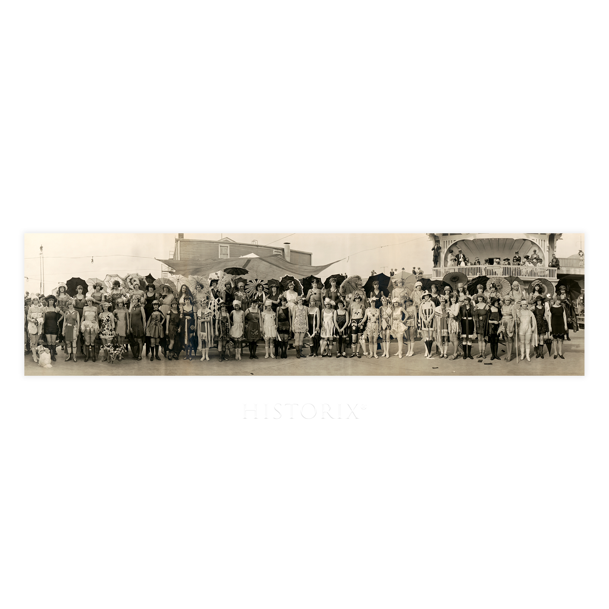 1922 Bathing Girl Revue at Galveston Texas Panoramic Photo Print Wall Art Poster