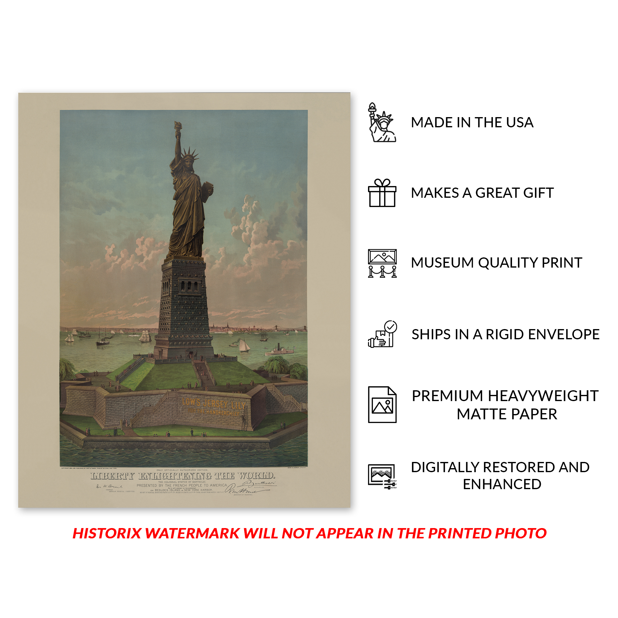 1885 Statue of Liberty Enlightening the World Poster Matte Wall Art Print - Picture 13 of 40