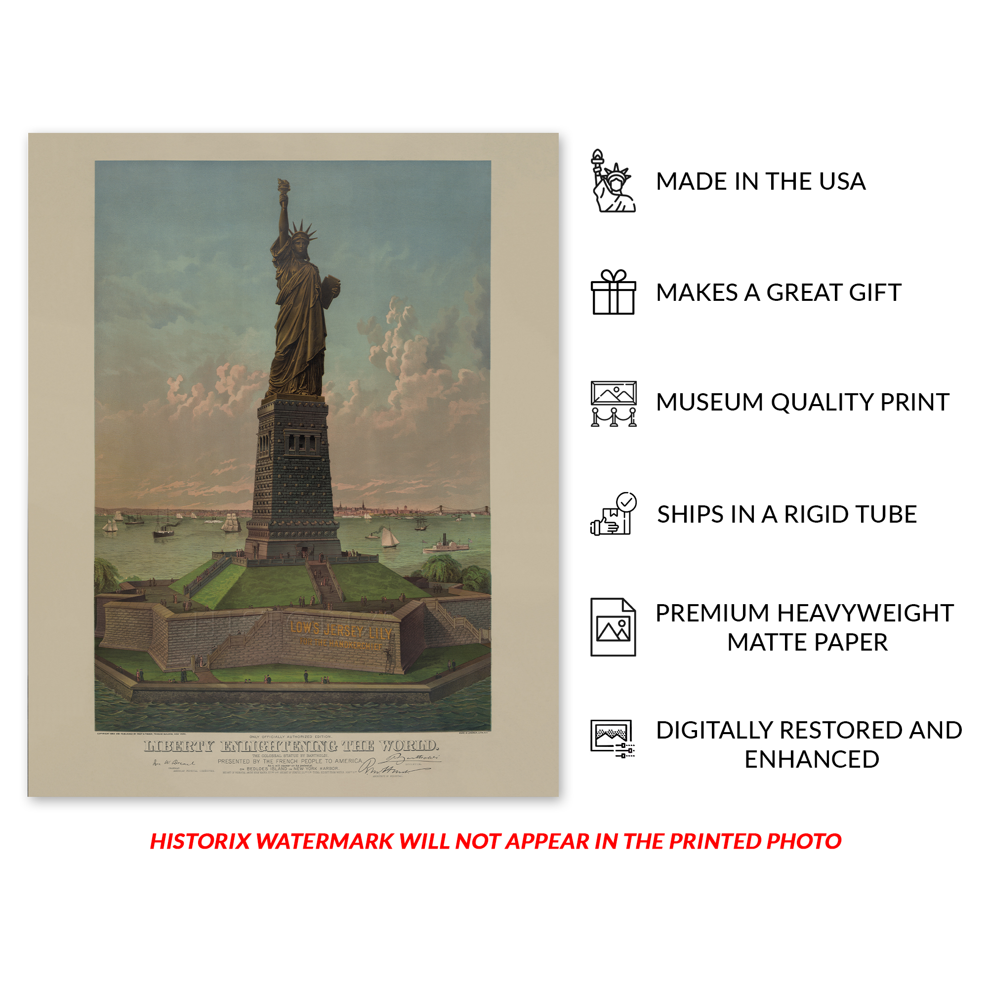 1885 Statue of Liberty Enlightening the World Poster Matte Wall Art Print - Picture 25 of 40
