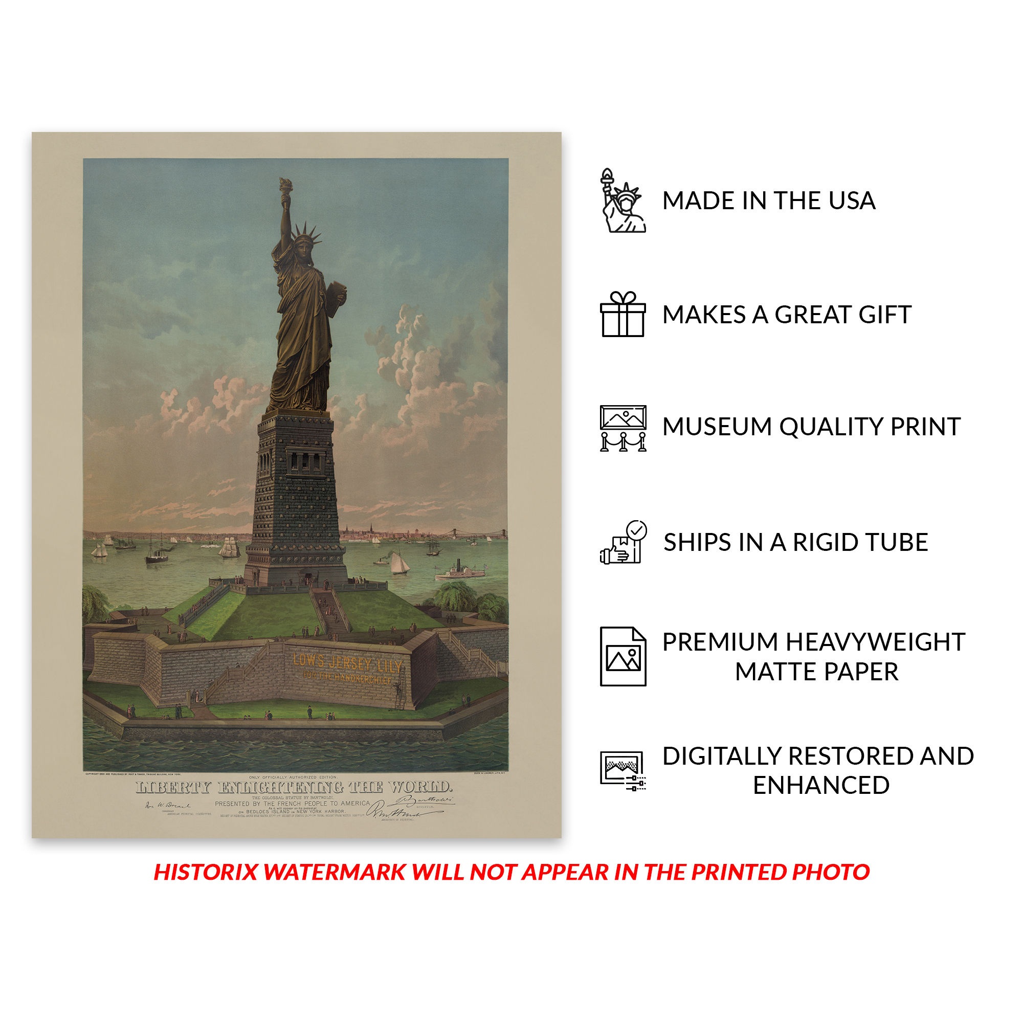 1885 Statue of Liberty Enlightening the World Poster Matte Wall Art Print - Picture 31 of 40